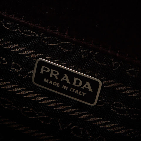 プラダ PRADA サテン 三角ロゴタグ ミニ ハンドバッグ ブラウン WS10758