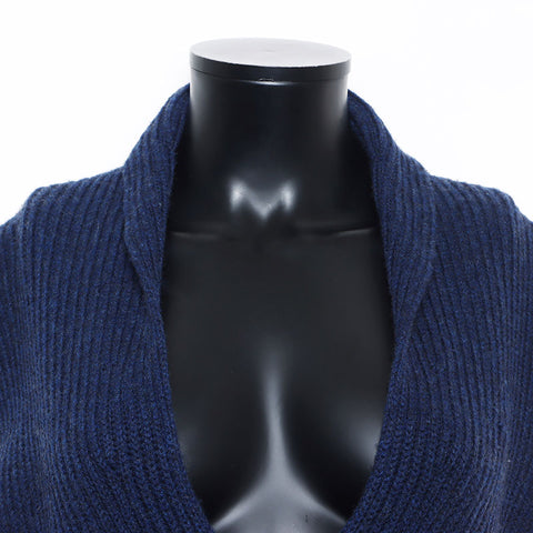 CHANEL 08C cashmere turtleneck 2008s logo patchwork Size:36 one piece Navy WS10761