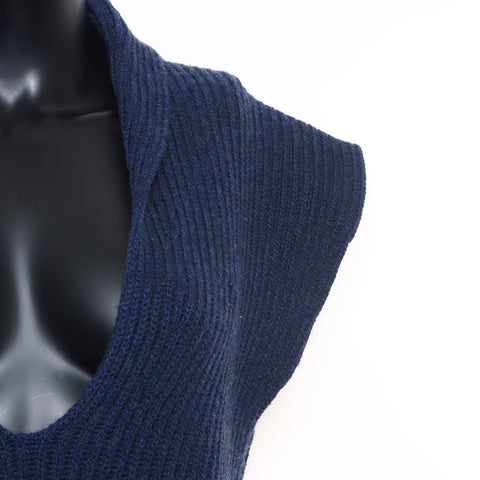 Chanel Chanel 08c Cashmere Crostleneck 2008S Logo Patchwork Taille: 36 One Piece Navy WS10761