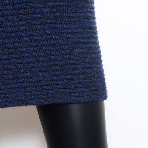 CHANEL 08C cashmere turtleneck 2008s logo patchwork Size:36 one piece Navy WS10761