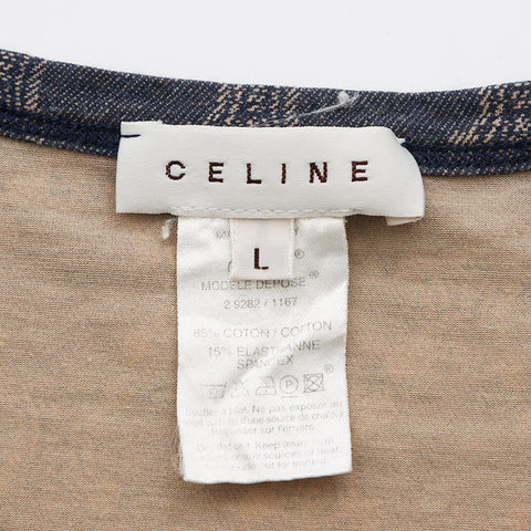 セリーヌ CELINE マカダム 総柄 プリント Size:L 半袖Ｔシャツ ネイビー WS10764