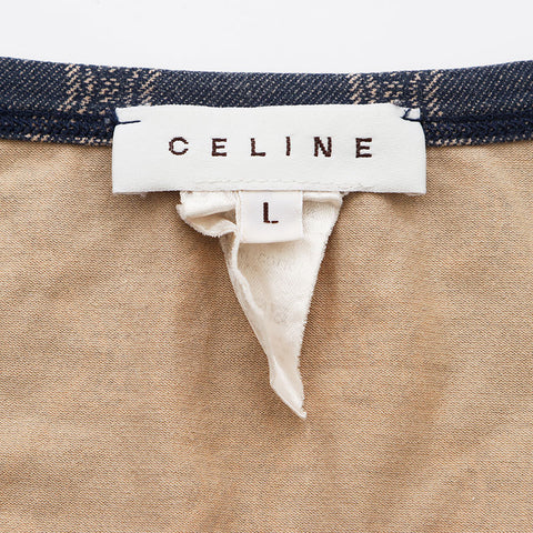 CELINE Macadam all-over print Size:L Cut and sew Long-sleeved T-shirt Navy WS10765