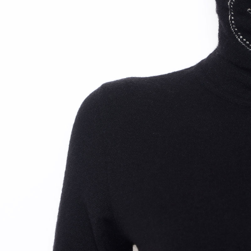 シャネル CHANEL タートルネック ロゴ カシミア Le Make Up ニット