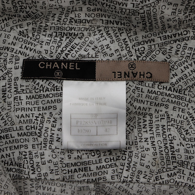 CHANEL - シャネル CHANEL 99P アンリミテッド　ロゴ　総柄 シャツ 麻 Size:42 半袖シャツ シャネル CHANEL 99P アンリミテッド ロゴ 総柄 シャツ 麻 Size