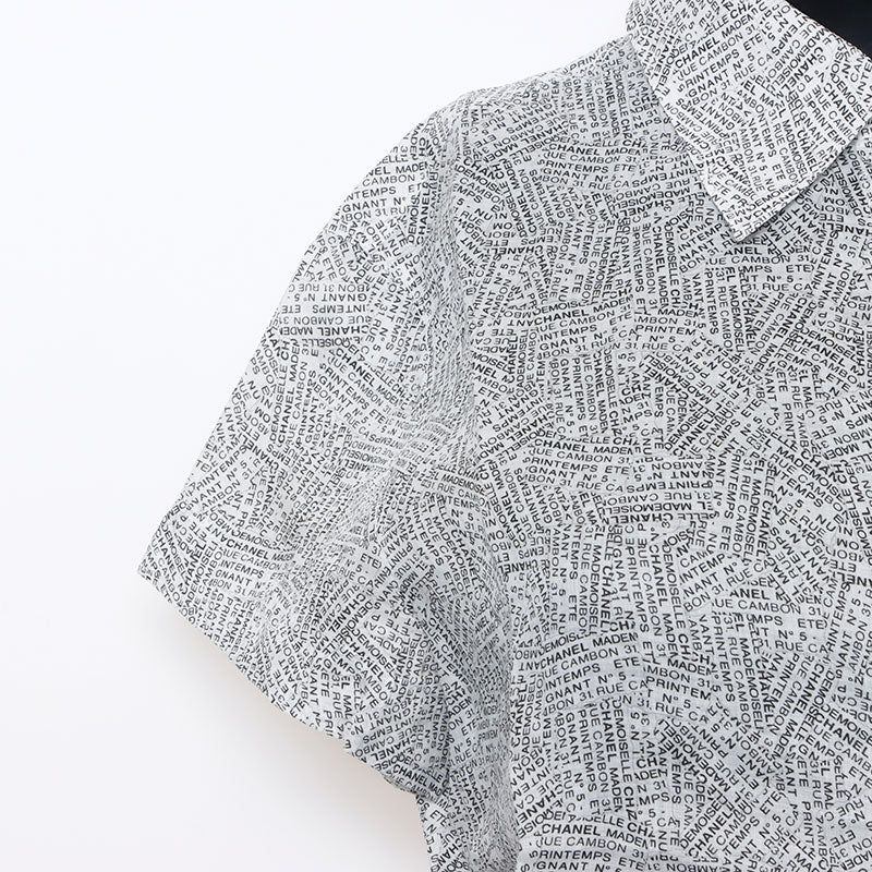 シャネル CHANEL 99P アンリミテッド ロゴ 総柄 シャツ 麻 Size