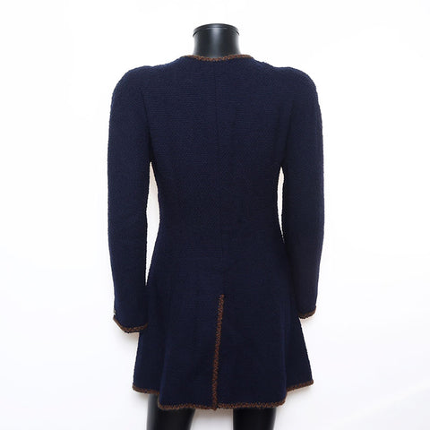 Chanel Size:38 Tweed Zip Up 97A Coco Mark Zip 1997s Jacket Navy WS10773