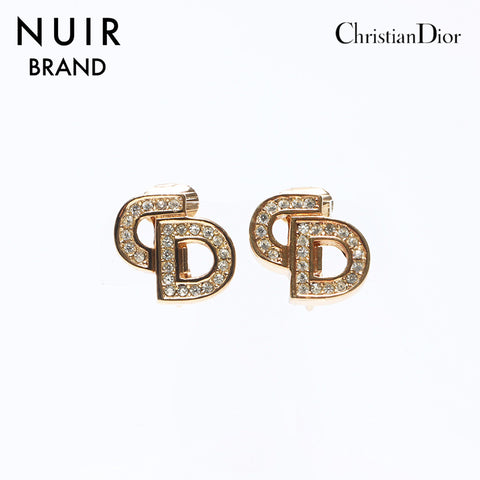 クリスチャンディオール Christian Dior CDロゴ ラインストーン イヤリング ゴールド WS10785