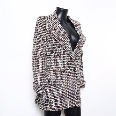 香奈儿尺寸：36 Tweed检查可可标记按钮01A 2001S夹克棕色WS10798