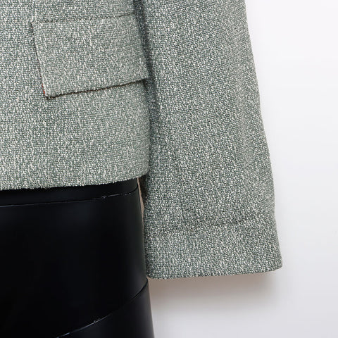 Chanel Leather Tweed Zip-up Size:38 01P 2001s Jacket Green WS10800