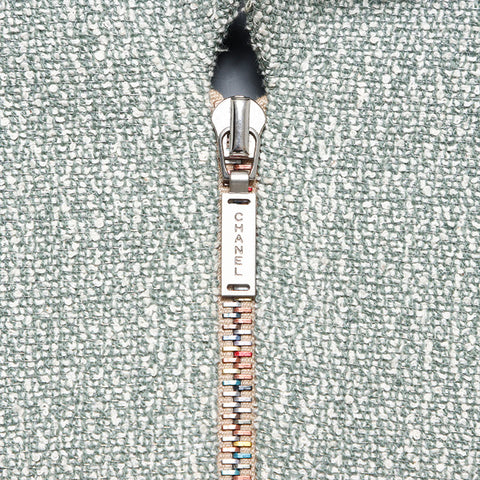 香奈儿皮革花呢拉链尺寸：38 01P 2001S夹克绿色WS10800