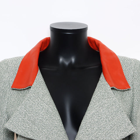 Chanel Leather Tweed Zip-up Size:38 01P 2001s Jacket Green WS10800