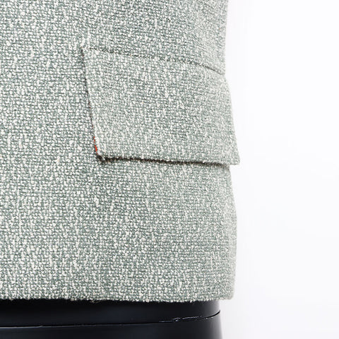 Chanel Leather Tweed Zip-up Size:38 01P 2001s Jacket Green WS10800