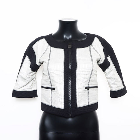 Chanel Taille: 36 Sports Ligne Mesh Metallic 07p Jacket Silver WS10804