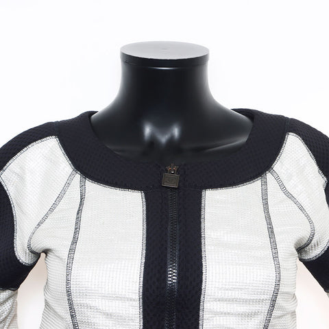 CHANEL Size:36 Sports Line Mesh Metallic 07P Jacket Silver WS10804