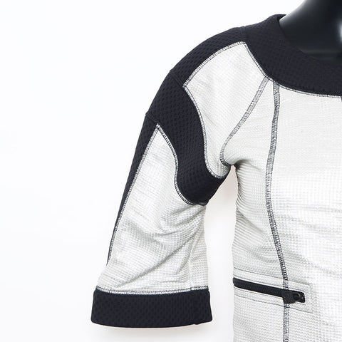 Chanel Taille: 36 Sports Ligne Mesh Metallic 07p Jacket Silver WS10804