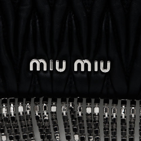 ミュウ ミュウ Miu Miu マテラッセ クリスタルポシェット レザー ミニ ショルダーバッグ ブラック WS10810