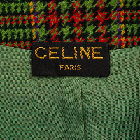 席琳（Celine no Collar）检查图案金色按钮Macadam按钮检查图案外套绿色WS10819