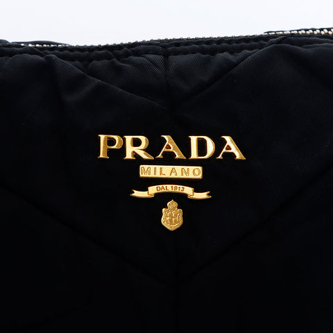 プラダ PRADA ナイロン キルティング ホーボー ハンドバッグ ブラック WS10840