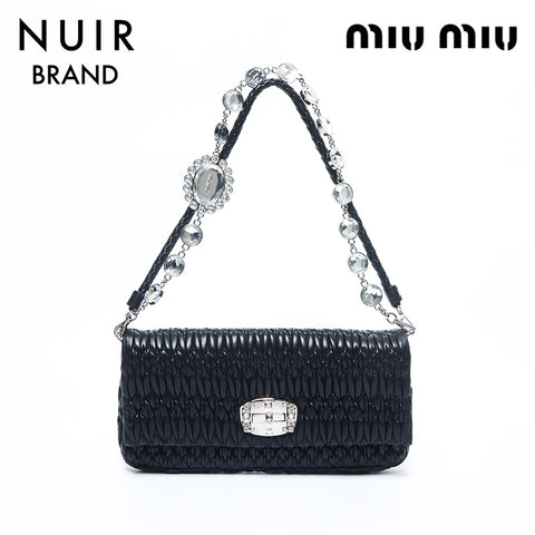 ミュウ ミュウ Miu Miu マテラッセ クリスタル シルバー金具 ショルダーバッグ ピンク WS10841