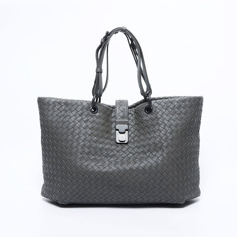 ボッテガヴェネタ BOTTEGAVENETA イントレチャート トーマ レザー トートバッグ グレー WS10850