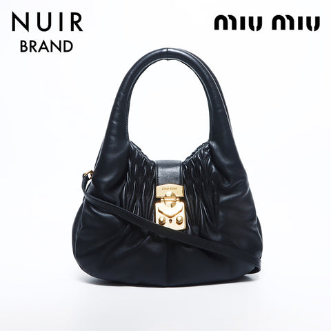 ミュウ ミュウ Miu Miu マテラッセ レザー 2way ナッパ ハンドバッグ ブラック WS10854