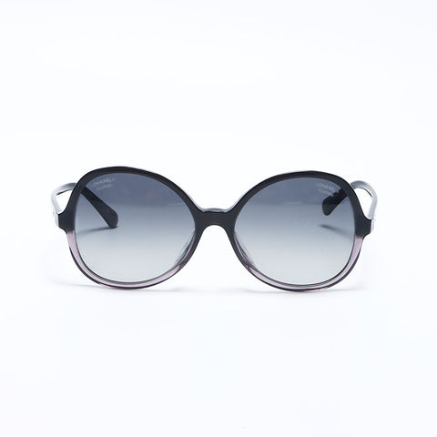 CHANEL COCO Mark Oval Frame Butterfly sunglasses black WS10883