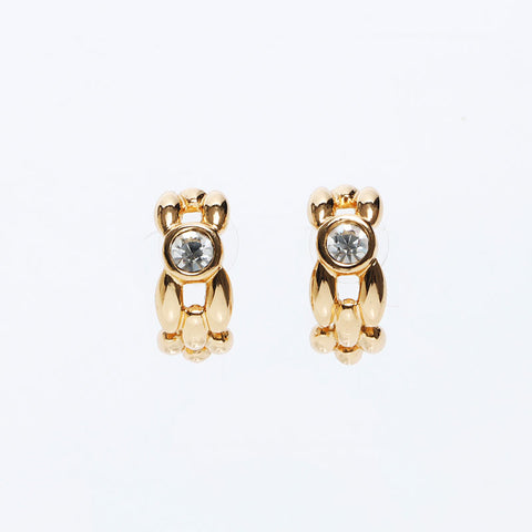 Christian Dior Rhinestone Earrings Gold WS10886
