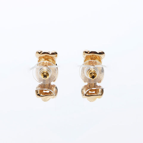Christian Dior Rhinestone Earrings Gold WS10886