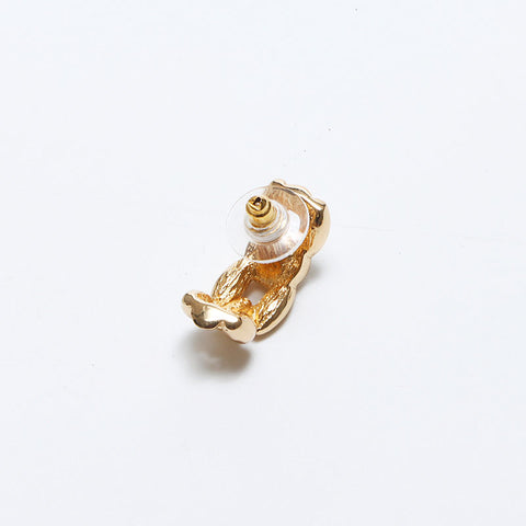 Christian Dior Rhinestone Earrings Gold WS10886