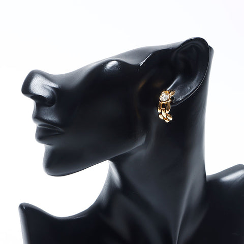 Christian Dior Rhinestone Earrings Gold WS10886