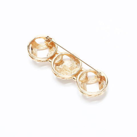 Christian Dior Strass runde Brosche gold WS10892