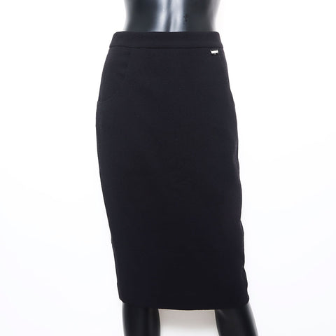 Taille de Chanel: 38 jupe de veste en soie en laine P42613 Suit noir WS10911