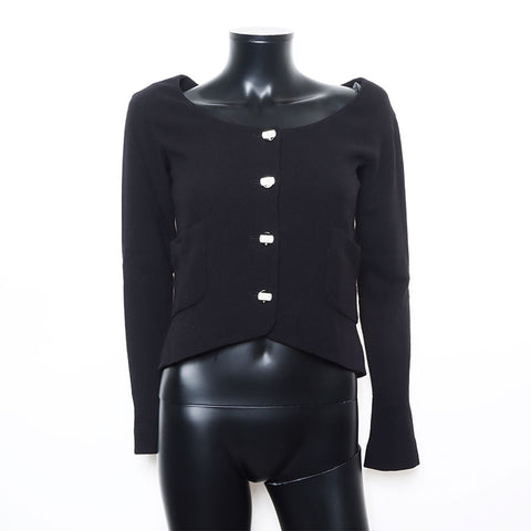 Taille de Chanel: 38 jupe de veste en soie en laine P42613 Suit noir WS10911