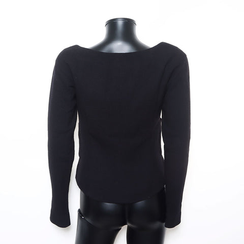 Taille de Chanel: 38 jupe de veste en soie en laine P42613 Suit noir WS10911