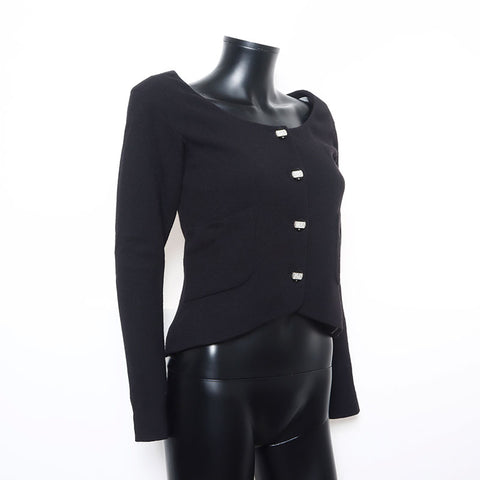 Taille de Chanel: 38 jupe de veste en soie en laine P42613 Suit noir WS10911