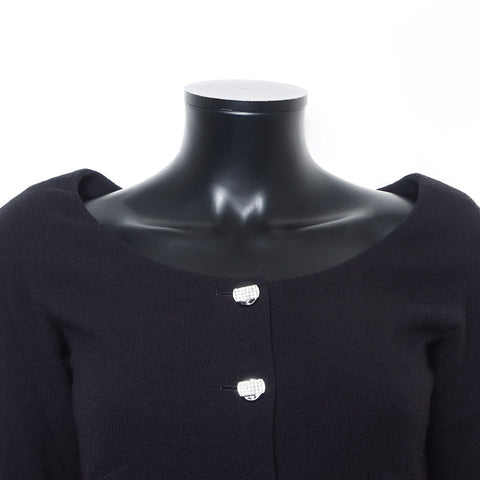 Taille de Chanel: 38 jupe de veste en soie en laine P42613 Suit noir WS10911