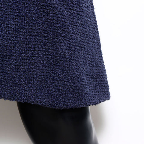 Chanel Size34 Cotton Long Coat P53436 Calfskin Coat Navy WS10914