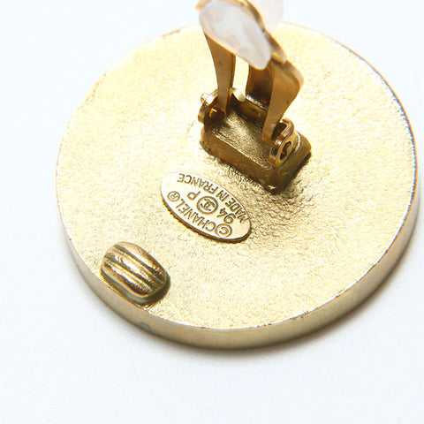 Chanel Chanel 94p Coco Mark Vintage Big Coco Large Boucles d'oreilles Gol Bleu WS10924