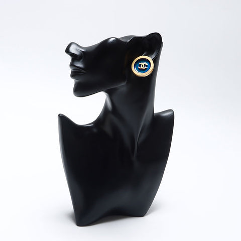 Chanel Chanel 94p Coco Mark Vintage Big Coco Large Boucles d'oreilles Gol Bleu WS10924