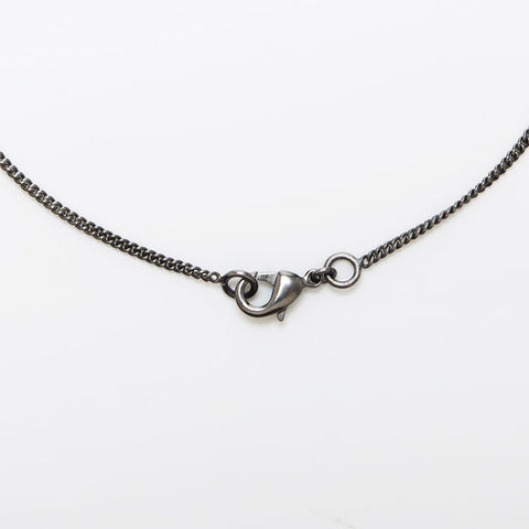 CHANEL 08P Rhinestone COCO Mark Heart 2008s Necklace Silver black WS10927
