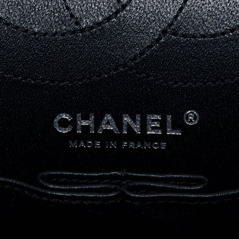 CHANEL 20 series Lambskin 2.55 Double flap Double Chain Matelasse 9.8" Stripe Shoulder Bag black WS10934