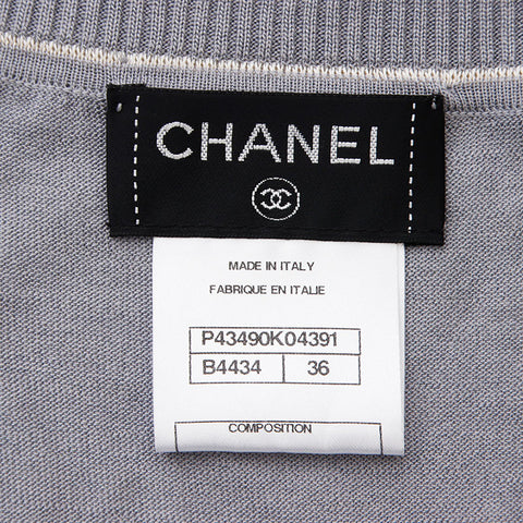 シャネル CHANEL Size:36 P43490 シルク×コットン ココマーク 半袖 ニット グレー WS10951