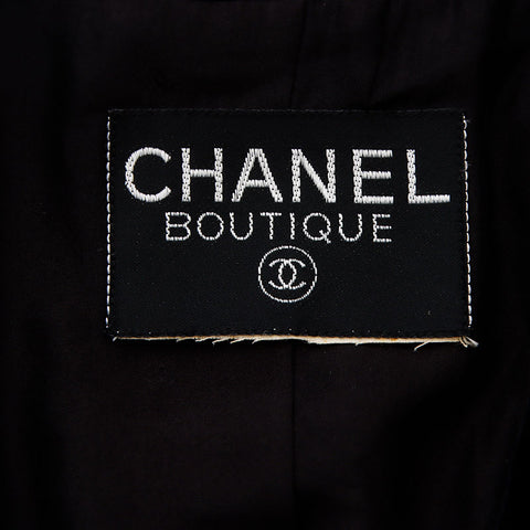 Chanel CHANEL 1990s Velour Coco Mark Button Coat Black WS10952