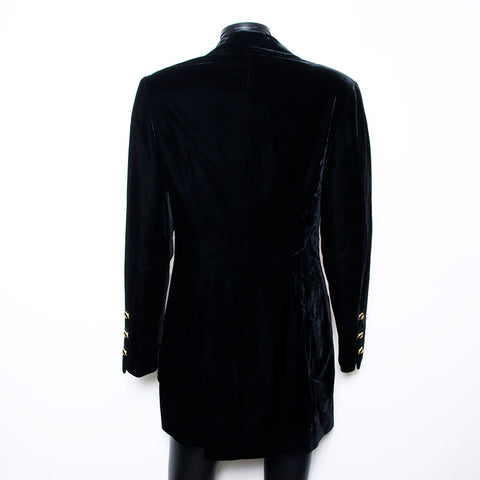 Chanel CHANEL 1990s Velour Coco Mark Button Coat Black WS10952