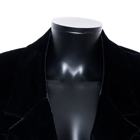 Chanel CHANEL 1990s Velour Coco Mark Button Coat Black WS10952