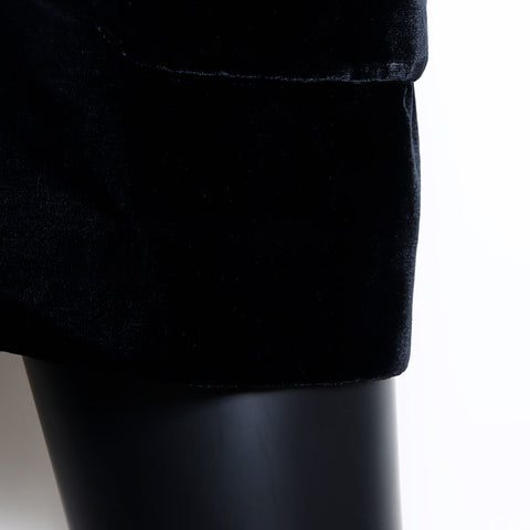Chanel CHANEL 1990s Velour Coco Mark Button Coat Black WS10952
