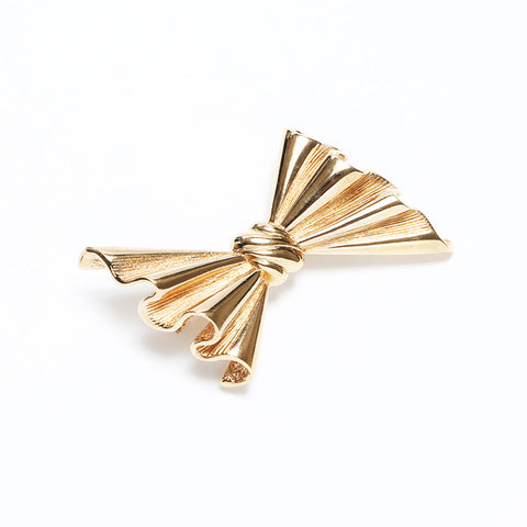 Christian Dior ribbon Brooch gold WS10961