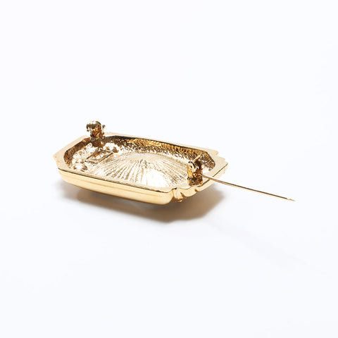YVES SAINT LAURENT Rhinestone Brooch gold WS10968