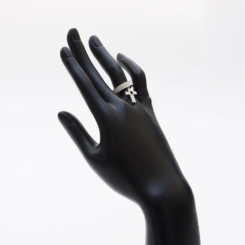 Christian Dior Rhingestone Taille 12 Cross Ring Silver WS10973