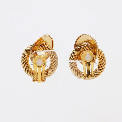 Christian Dior Round Vintage Large Earrings Gold WS10990